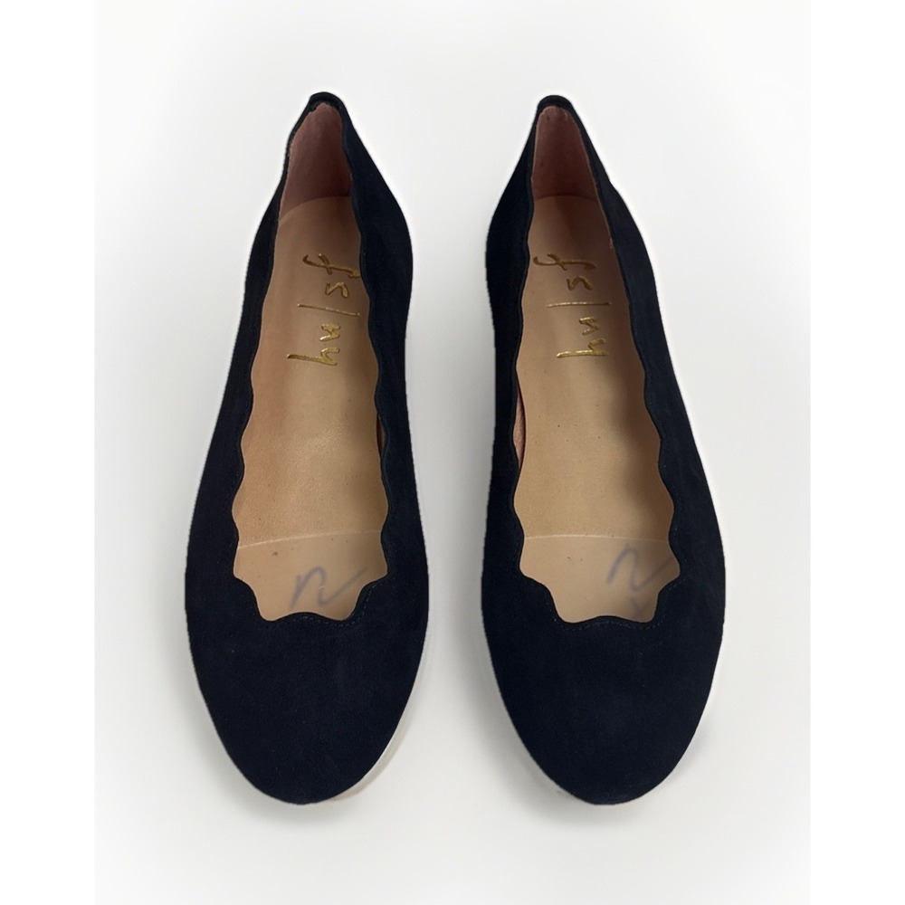 French Sole NY Jigsaw Ballet Flats Navy Blue Suede Women's Size 5.5M